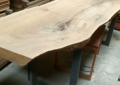 Exotic Wood Table with Metal Legs